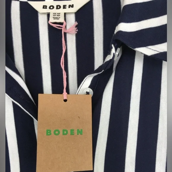 BODEN Marcia Stripe Jersey Shirt Dress, Navy /Ivory Size 10P - Picture 10 of 15
